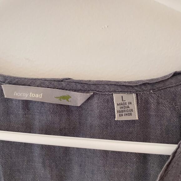 Organic Cotton Tunic Top L Gray Minimalist Boho 3/4 Sleeve Sustainable Roll Tab - Picture 4 of 11